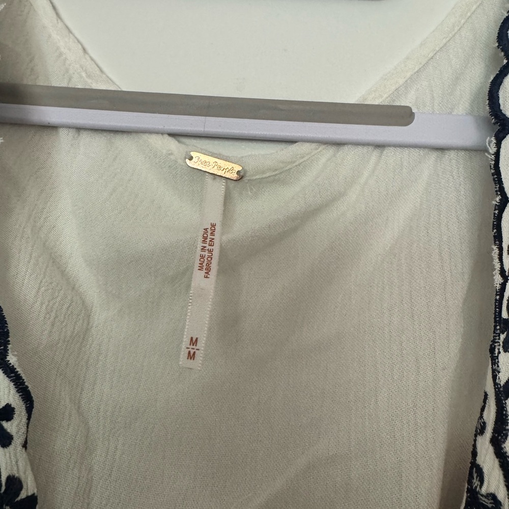 Free People White Mini Dress with Red & Navy Embroidery - Picture 5 of 8